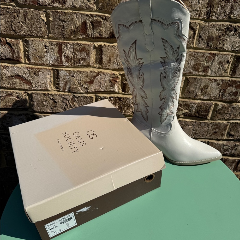 Ainsley White Knee-High Boots